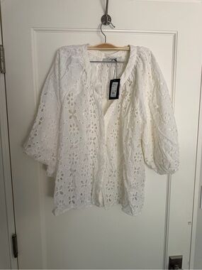Joe's Jeans White Eyelet Peasant Blouse